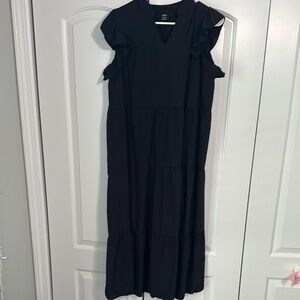 Elegant Black Ruffle Sleeve Dress